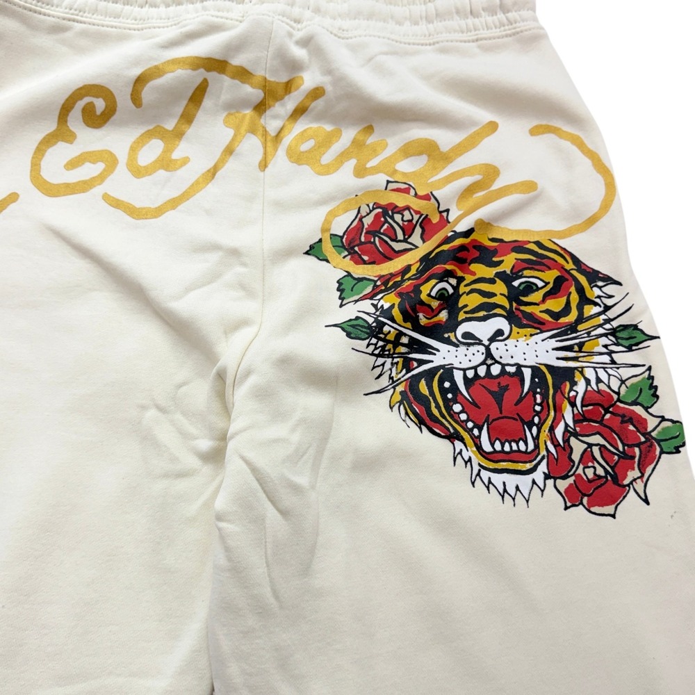 Ed Hardy Womens Sweatpants 1X Ivory Cotton Blend Jogger Tiger Rose Graphic NWT - Picture 6 of 11